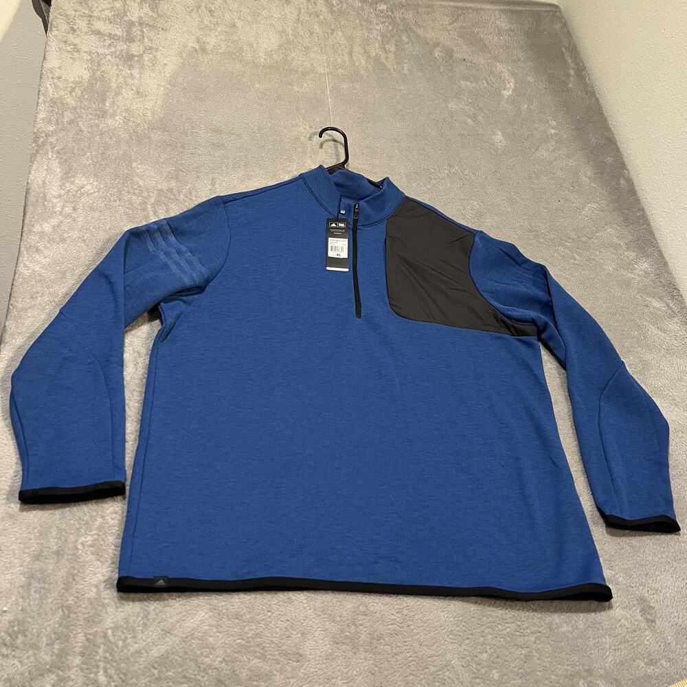 Adidas Adi Perform Golf Pullover Mens XL Blue 1/4 Zip Mock Neck Fleece